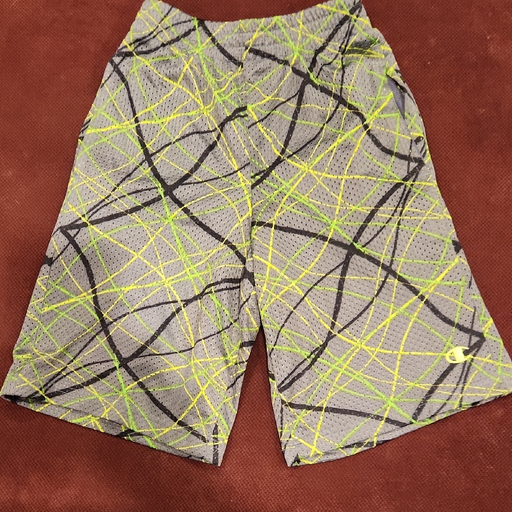 Champion Boys Gray and Green Athletic Shorts Small